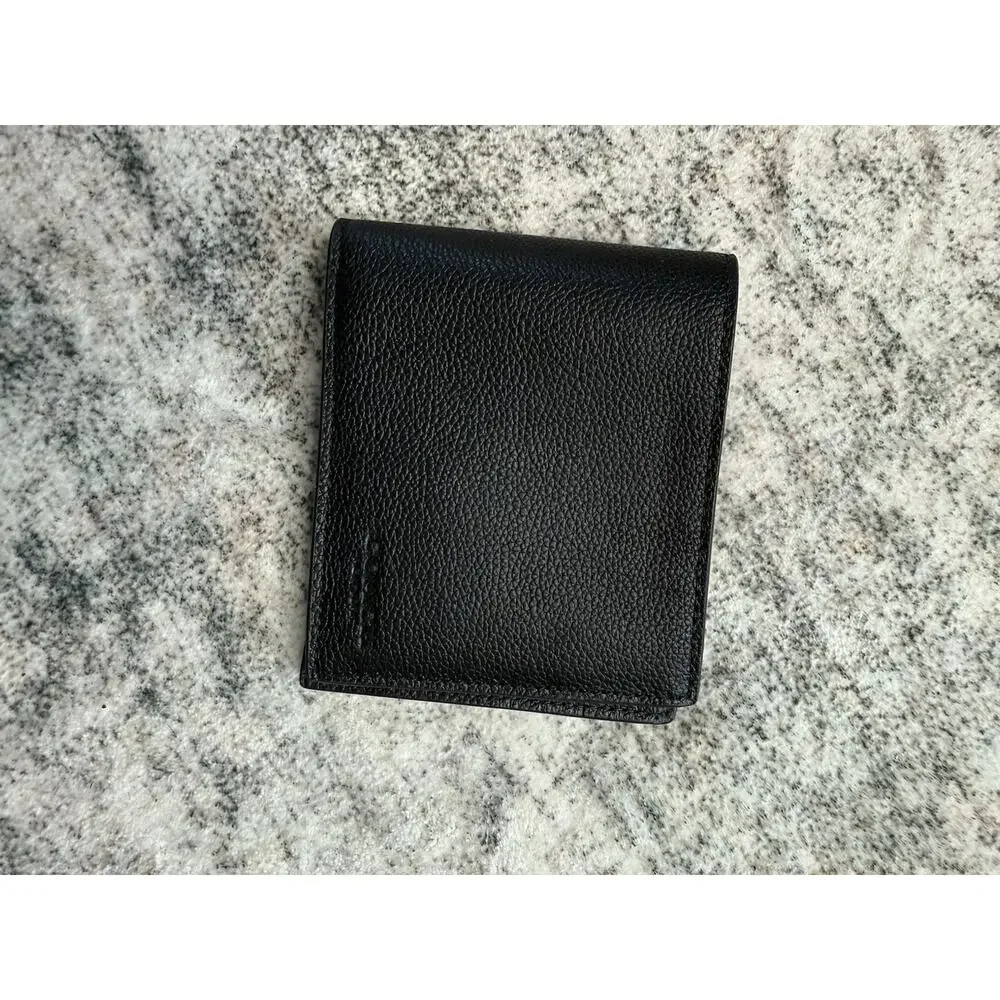 NWOt Coach Men's Bifold Billfold Wallet in Refine Pebble Leather | Black — New